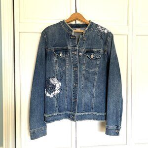 Chico’s 2 Embroidered Denim Blue Jean Jacket